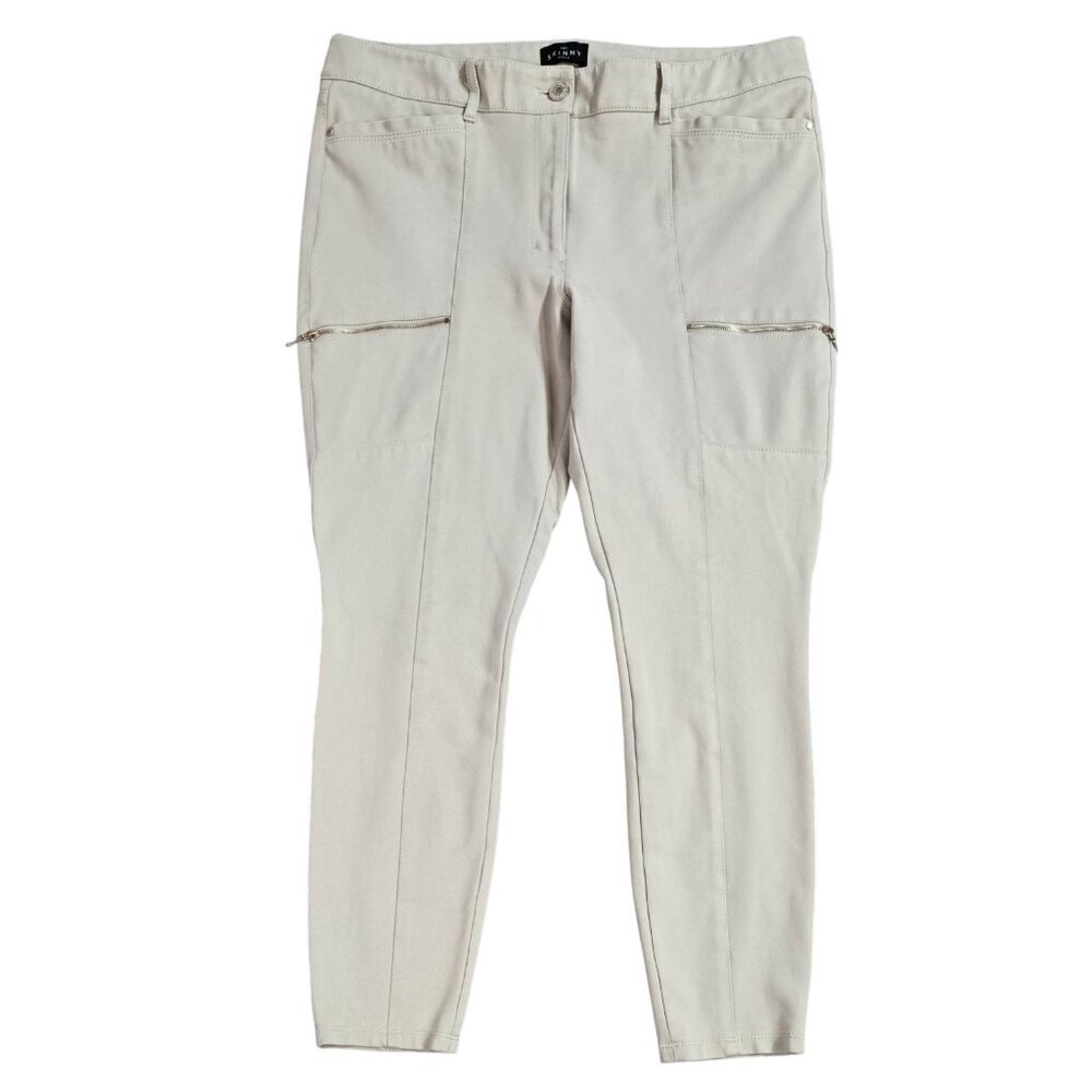 White House Black Market Taupe Mushroom Ponte Knit Skinny Ankle Pant Utility